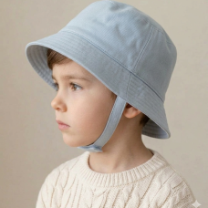 0193X-Silver: Infants Plain Silver Bucket Hat With Chin Strap (1-4 Years)