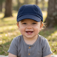0278N: Baby Boys Plain Hard Brim Cap- Navy  (6-18 Months)