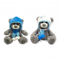 30369-15: 38CM Ice Blue Hat & Scarf Bear (2 Designs)