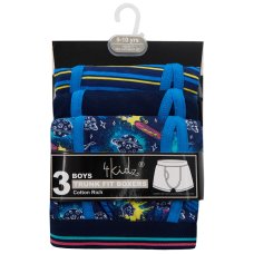 14C945: Older Boys 3 Pack Trunk Fit Boxer Shorts (7-13 Years)