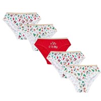 14C956: Older Girls Christmas Design 5 Pack Briefs (7-13 Years)