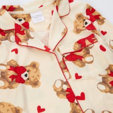 15C719: Girls Teddy Print Pyjama (9-13 Years)