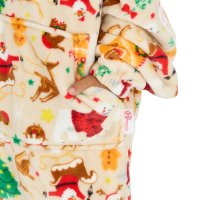 18C1067: Kids Christmas Plush Oversized Hoodie- Cream (One Size - 3-6 Years)