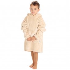 18C935: Kids Plain Oversized Plush Hoodie- Toffee (One Size - 3-6 Years)