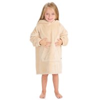 18C935: Kids Plain Oversized Plush Hoodie- Toffee (One Size - 3-6 Years)