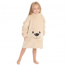 18C941: Kids Novelty Teddy  Oversized Plush Hoodie- (One Size - 3-6 Years)