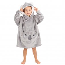 18C942: Kids Novelty Koala Oversized Plush Hoodie- (One Size - 3-6 Years)