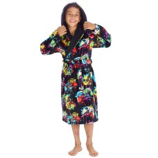 18C998: Older Kids Gaming Plush Dressing Gown With Borg Hood lining (7-13 Years)