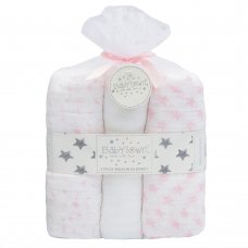 19C188P: Baby 3 Pack Muslin Blankets In a Gift Bag- Pink