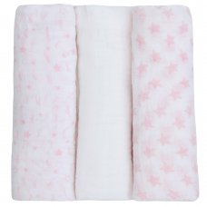 19C188P: Baby 3 Pack Muslin Blankets In a Gift Bag- Pink