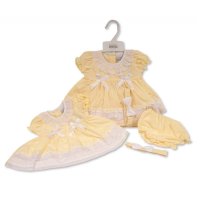 BIS-2120-6150: Baby Dress with Lace and Bows  (NB-6 Months)