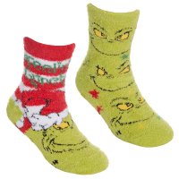 42B822: Kids Christmas Grinch 1 Pair Cosy Socks With Grippers