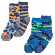 42B824: Boys 2 Pack Cosy Socks With Grippers