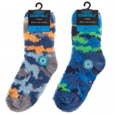 42B824: Boys 2 Pack Cosy Socks With Grippers