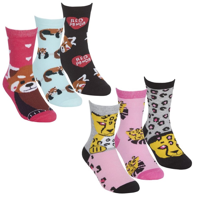 43B771: Girls 3 Pack Cotton Rich Design Ankle Socks (Assorted Sizes)