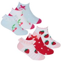 43B874: Girls 3 Pair Fruity Lace Frill Trainer Liner Socks (Assorted Sizes)