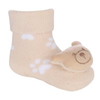 44B1027: Baby 1 Pair Novelty Teddy Socks With Rattle (0-12 Months)