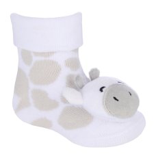 44B1028: Baby 1 Pair Novelty Giraffe Socks With Rattle (0-12 Months)