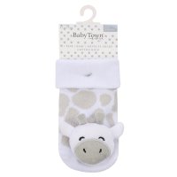 44B1028: Baby 1 Pair Novelty Giraffe Socks With Rattle (0-12 Months)