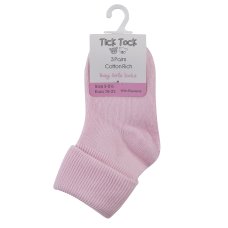 44B076P: Baby 3 Pack Plain Pink Turn Over Socks