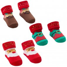 44B1004: Baby Christmas Organza Bag Gift Socks (0-12 Months)