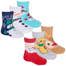 44B1005: Baby Christmas 3 Pack Design Socks