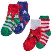 44B1006: Baby Christmas 2 Pack Cosy Socks With Grippers