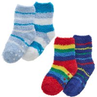 44B1008: Baby Boys 2 Pack Cosy Socks With Grippers