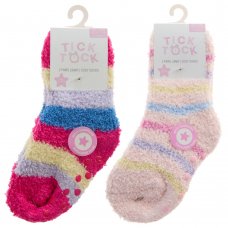 44B1009: Baby Girls 2 Pack Cosy Socks With Grippers