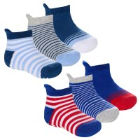 44B1016: Baby Boys 3 Pack Terry Trainer Liner Socks With Grippers