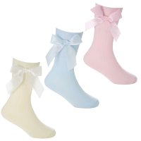 44B853: Baby Girls 1 Pair Cable Knee High Socks With Bow- Assorted