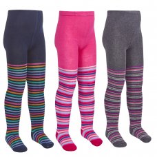 46B535: Girls Assorted Stripe Design Tights (2-8 Years)