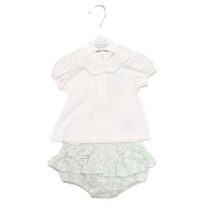 BIS-2120-6241: Baby Girls Cotton Top & Jacquard Pant Outfit (NB-9 Months)