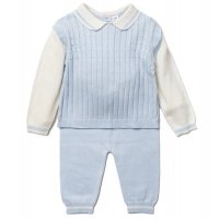 A24719: Baby Boys Knitted 2 Piece Outfit (0-12 Months)