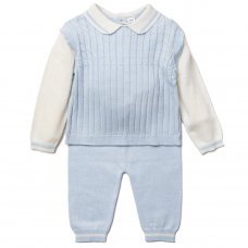 A24719: Baby Boys Knitted 2 Piece Outfit (0-12 Months)