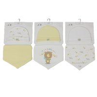 H13735: Baby "Hello Little One" Hat & Bib Set- 3 Designs Assorted