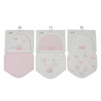 H13738: Baby Pink "I love Daddy" Hat & Bib Set- 3 Designs Assorted