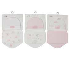 H13740: Baby Pink "I love Mummy" Hat & Bib Set- 3 Designs Assorted