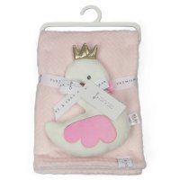 J14038: Baby Plush Swan Rattle Toy & Blanket Set