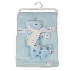 J14040: Baby Plush Dinosaur Rattle Toy & Blanket Set