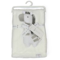 J14041: Baby Plush Zebra Rattle Toy & Blanket Set