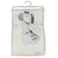 J14041: Baby Plush Zebra Rattle Toy & Blanket Set