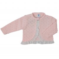 MC8051: Baby Girls Broderie Lace Trim cardigan (0-9 Months)