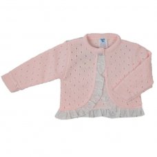MC8051: Baby Girls Broderie Lace Trim cardigan (0-9 Months)