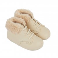 B627: Baby Soft Soled Pre-Walker Boots with Fur Collar-Biscuit (Shoe Sizes: 0-3)