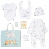 C04555: Baby Unisex Guess How Much I Love You 7 Piece Mesh Bag Gift Set With Book (NB-6 Months)