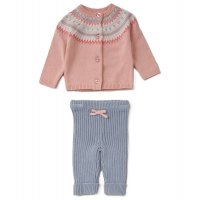 C05033: Baby Girls Knitted 2 Piece Outfit (0-12 Months)