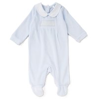 C06295: Baby Boys Smoked  Velour All In One On A Satin Padded Hanger (0-9 Months)