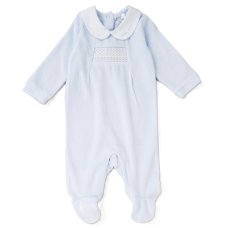 C06295: Baby Boys Smoked  Velour All In One On A Satin Padded Hanger (0-9 Months)