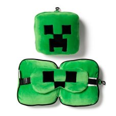 CUSH306: Relaxeazzz Minecraft Creeper Shaped Plush Travel Pillow & Eye Mask